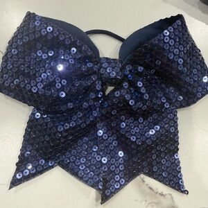 Cheer bow-Sequin Bow Hair Accessory - Blue